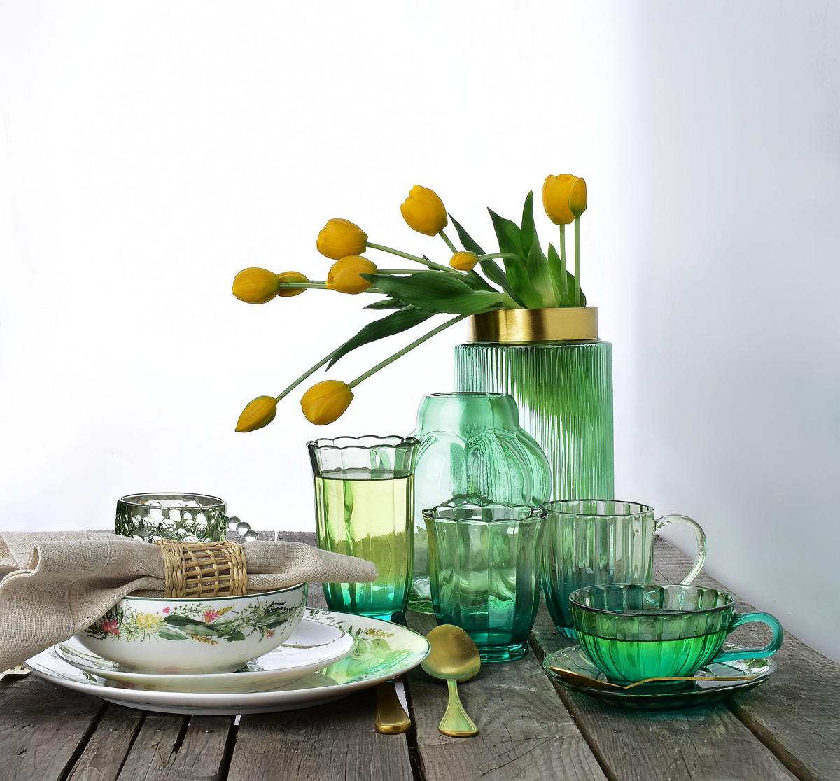 BECHER Vini Grün 9/13/10 cm Glas - Grün, Glas (0.35L) - Mondex