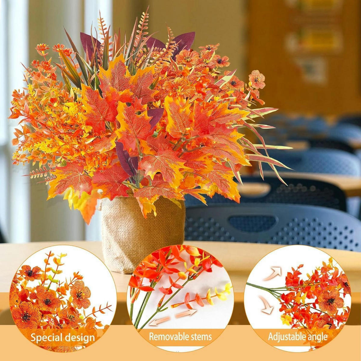 HERBSTSTRAUSS 8-teiliges Set Künstliche Herbstblumen Rot - Multicolor, Kunststoff (30cm)