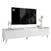 TV-SCHRANK AURORA SILVER 180 cm – schräge Chrombeine - Chromfarben/Weiß Hochglanz, Holzwerkstoff/Metall (180/45/40cm) - Lookway