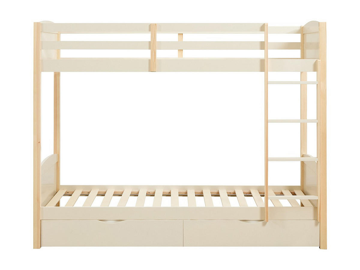ETAGENBETT - 2 Personen - holz - beige Limodara - Weiß, Holz (90/200cm) - Vente-Unique