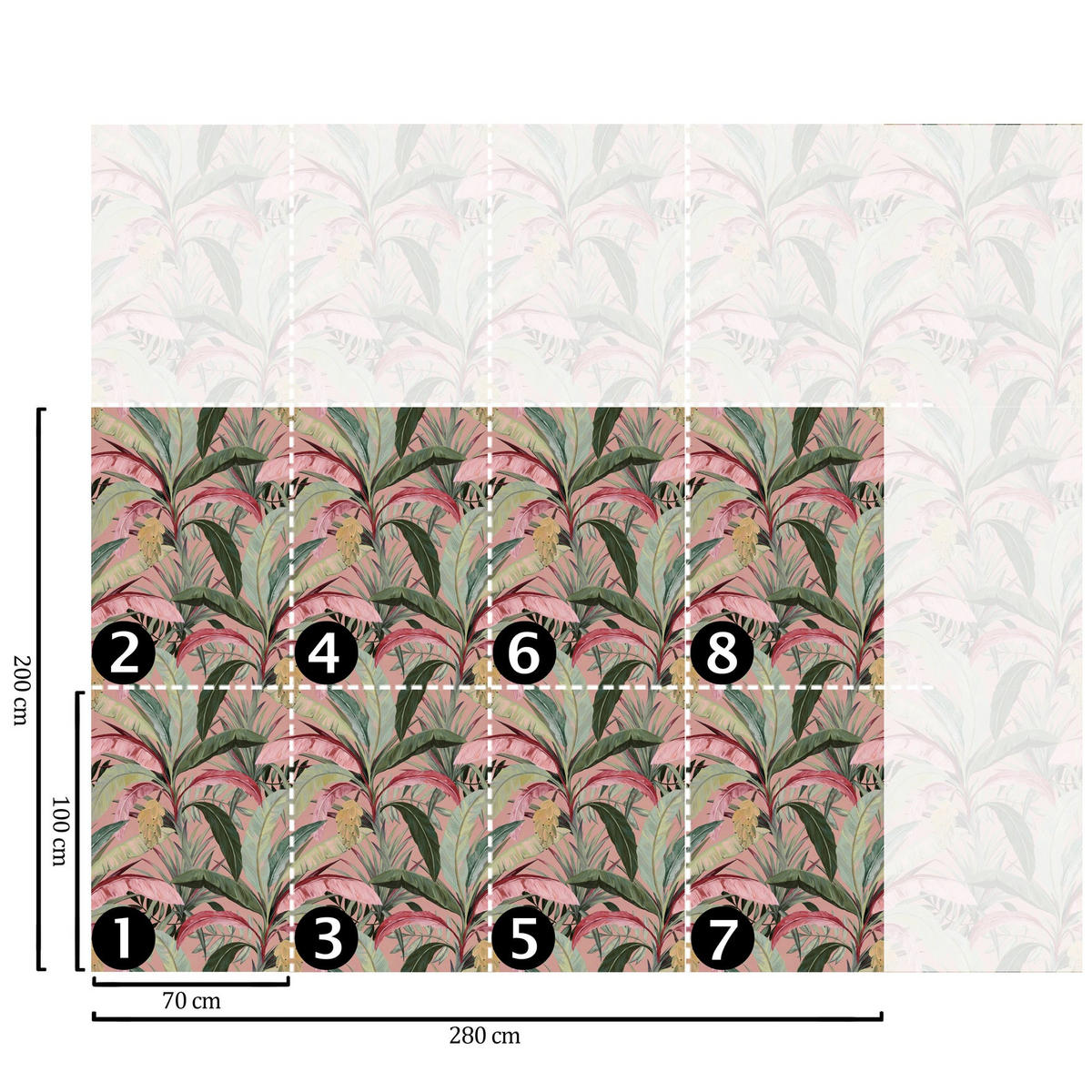 TAPETE Wald aus echtem Papier, 200x280cm, 8 Bögen - Pink, Papier (280/200cm) - WALLPAPERS4BEGINNERS
