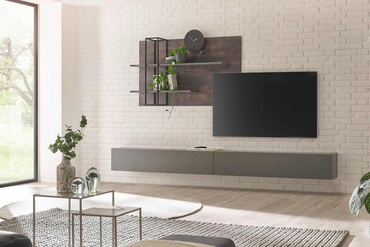 SIDEBOARD Thermo Eiche, grau, Kommode mit Soft-Close 152 x 80 cm - Eichefarben/Schwarz, Holzwerkstoff/Kunststoff (152/80/45cm) - Furn.Design