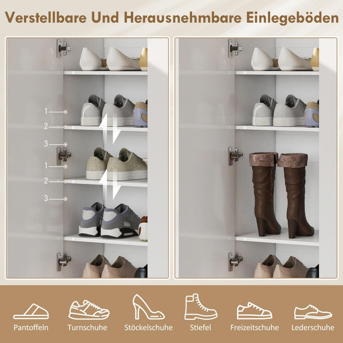 SCHUHSCHRANK DE-38033 72/34,5/103 cm mit Soft-Close-Scharnieren Weiß - Weiß, Holzwerkstoff (72/103/34.5cm) - ComfortXL