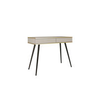 KONSOLENTISCH FORNO (Beige, Rillenfront, Goldene Details, 2 Schubladen, schwarze Metallfüße, 102 cm) - Beige/Schwarz, Holz/Holzwerkstoff (50/102/80cm) - Ravio
