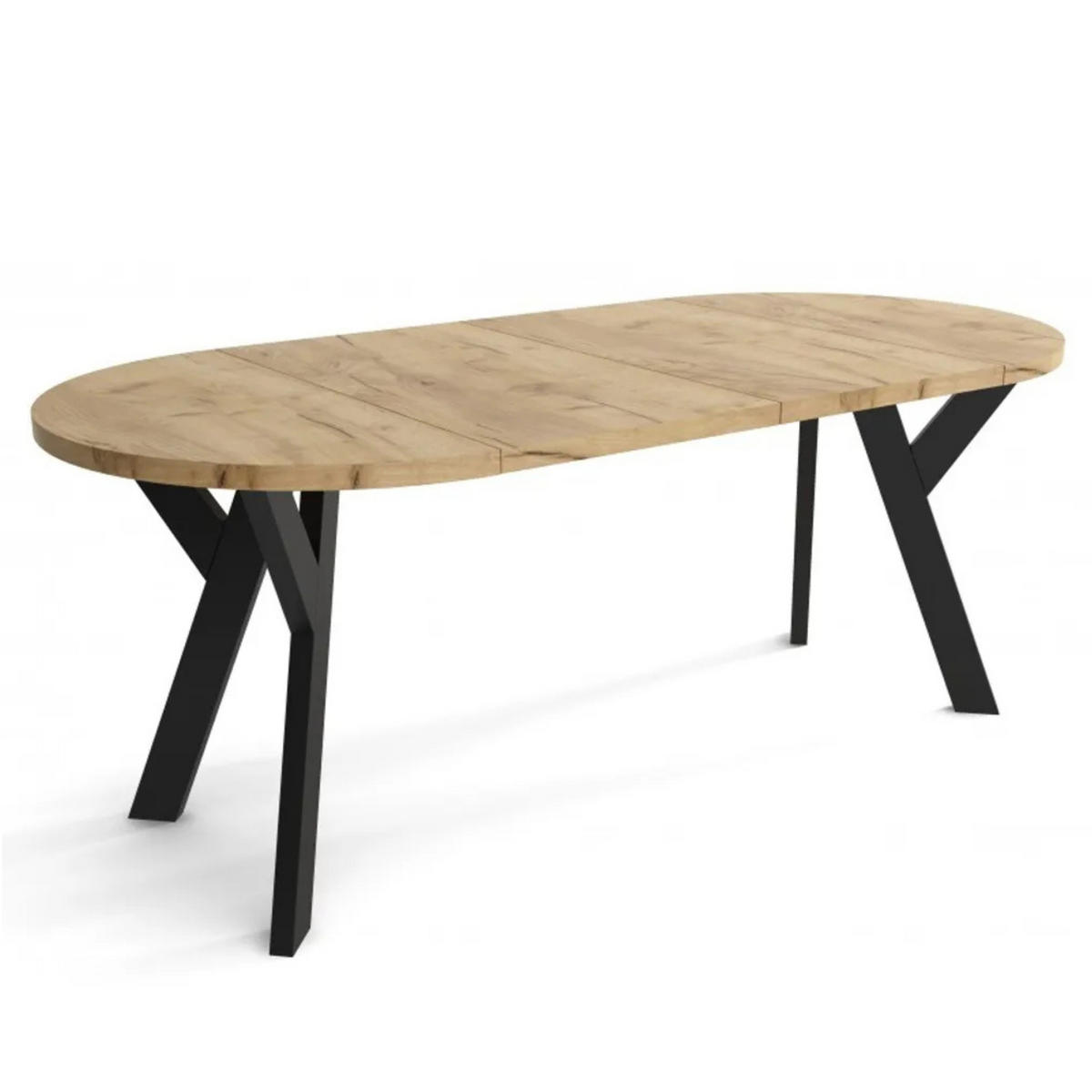 ESSZIMMERTISCH LOFT, ausziehbarer Tisch Durchmesser: 90 cm bis 190 cm, Wohnzimmertisch Farbe: CRAFT, mit Holzbeinen in Farbe Schwarz - Schwarz/Braun, Holzwerkstoff (90/90/75cm) - Sepro Meble