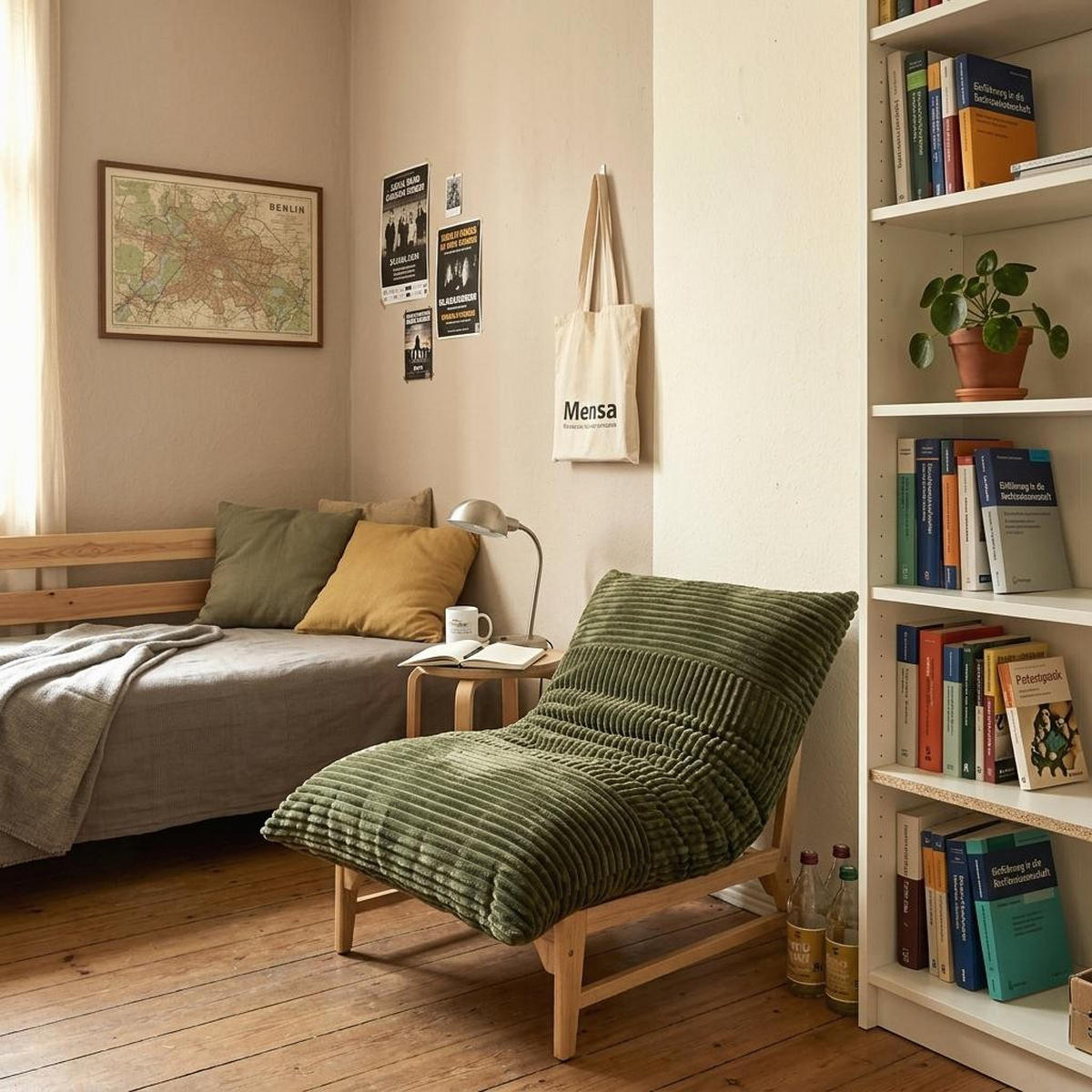 XXL-SESSEL Cord mit Holzrahmen, Breites Kissen, Grün - Grün, Holz/Textil (117/94/114cm) - LVHOM