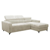 ECKSOFA Milano Premium Cord, Seite: Rechts 2R+LC - Creme/Schwarz, Holz/Textil (236/172cm) - MIRJAN24