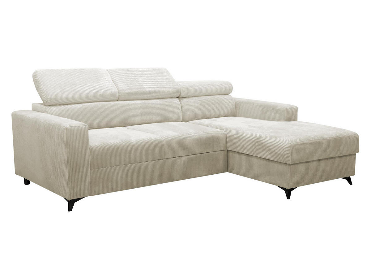 ECKSOFA Milano Premium Cord, Seite: Rechts 2R+LC - Creme/Schwarz, Holz/Textil (236/172cm) - MIRJAN24