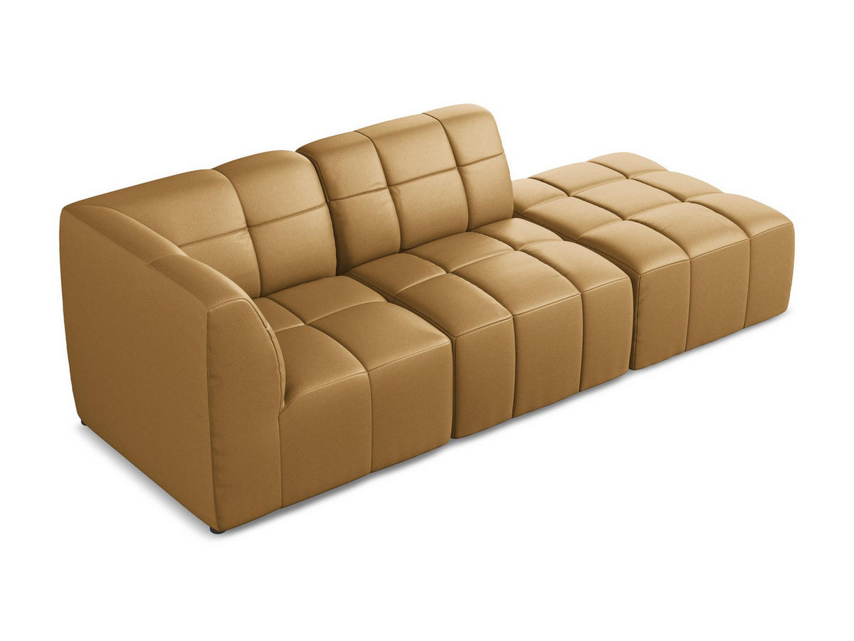 ECKSOFA Rechts Kunstleder Braun - Cognac/Schwarz, Holzwerkstoff/Kunststoff (240/90cm) - Makamii