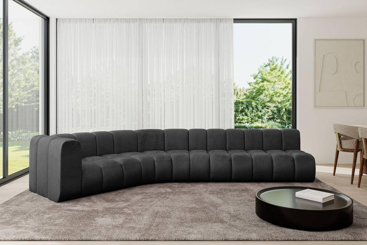 ECKSOFA modulares Sofa Karex-L2 - 399x194x70 cm Schwarz - Schwarz, Holzwerkstoff/Textil (399/194cm) - ALTDECOR