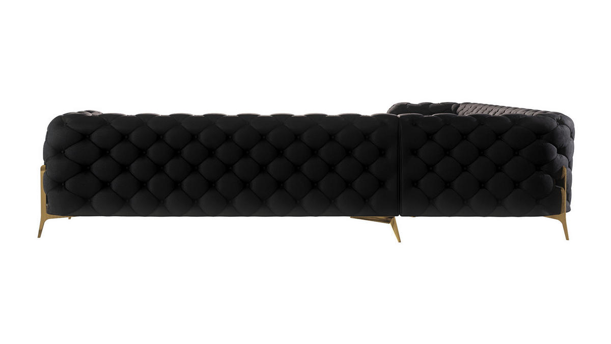 ECKSOFA Chesterfield Lexi Schwarz Samt - Goldfarben/Schwarz, Holz/Textil (323/323cm) - S-Style Möbel