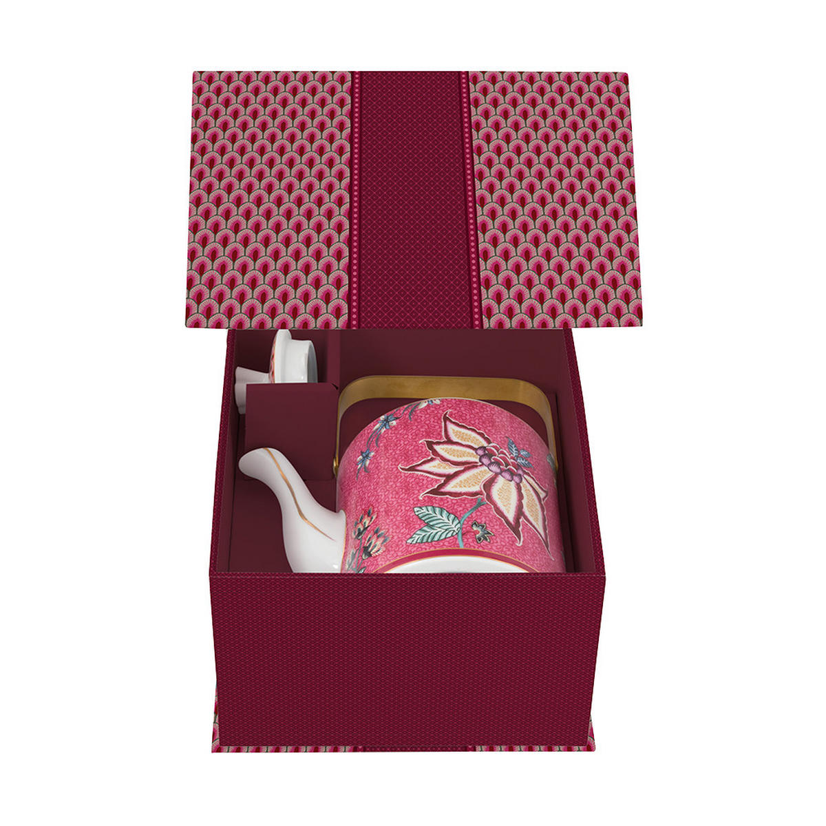 TEEKANNE Geschenkset oriental blumenfestival dunkel rosa 1 L - Rosa, Keramik (12/20/17.5cm) - Pip Studio