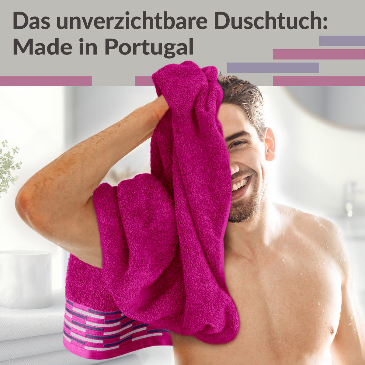 DUSCHTUCH Lugano Purpur 2er 70x140 cm - Pink, Textil (70/140cm) - Lashuma