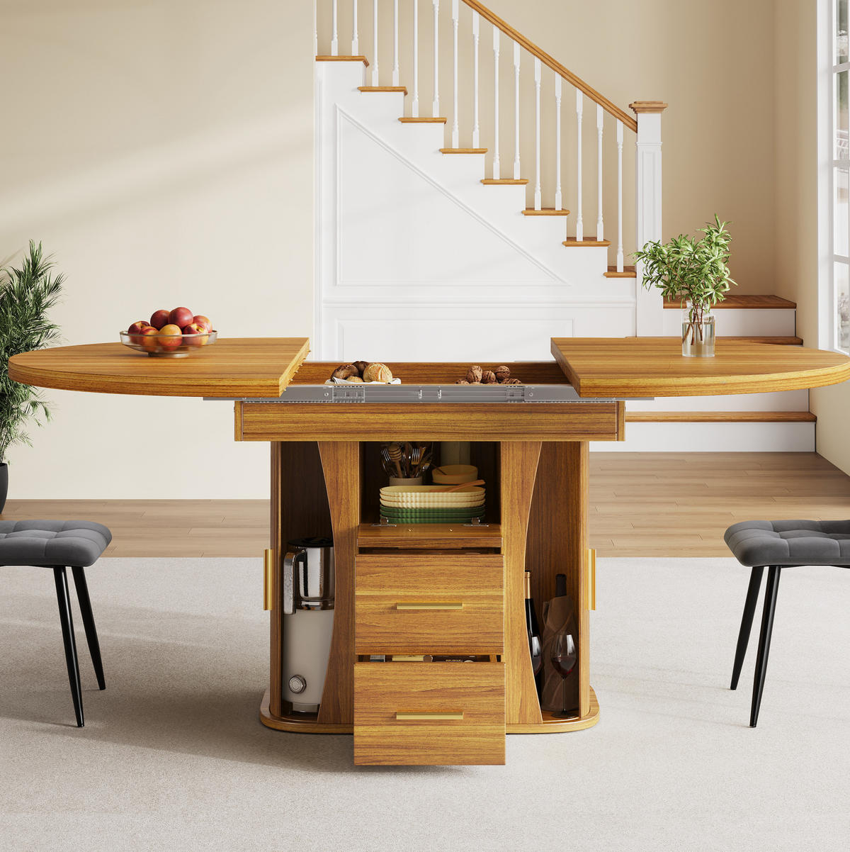 ESSTISCH 118-158/118/77 cm Walnuss aus MDF ausziehbar - Braun, Holzwerkstoff (118/118/77cm) - OKMYHOME