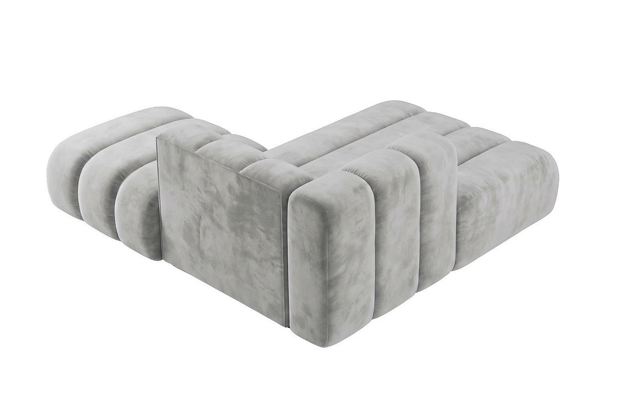 CHAISELONGUE Modulare Mit Hocker, Velvet-Stoff Riviera, Grau, Rechts, GRAND - Grau, Holz (204/179cm) - Kaiser Möbel