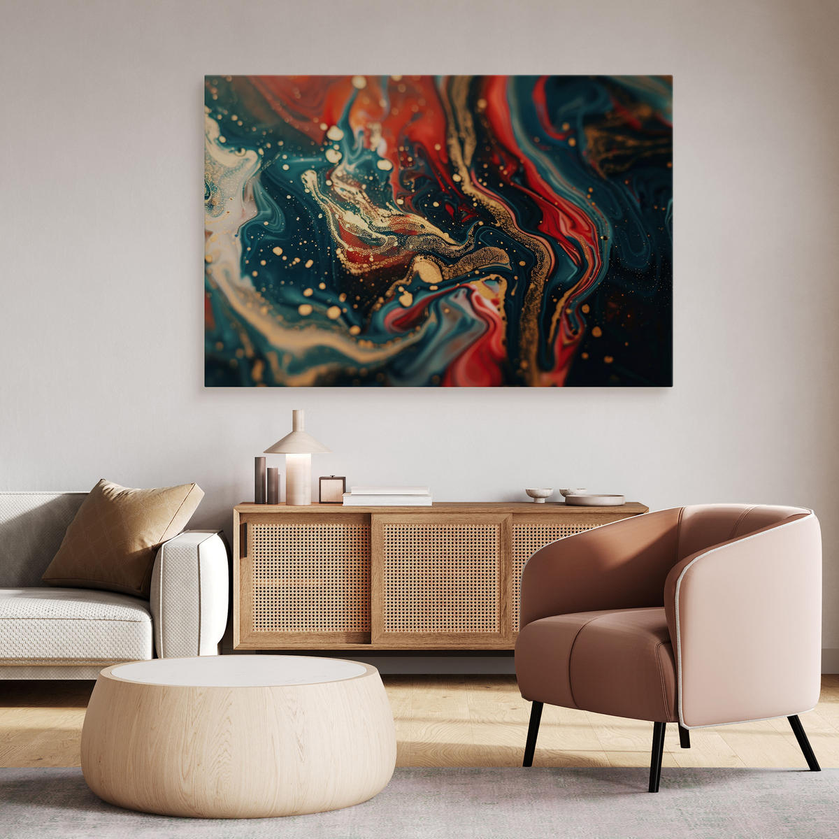 WANDBILD für Büro MARMOR Moderne Abstraktion Glamour Stil 100/70 cm - Schwarz/Grün, Textil (100/70cm) - Muralo