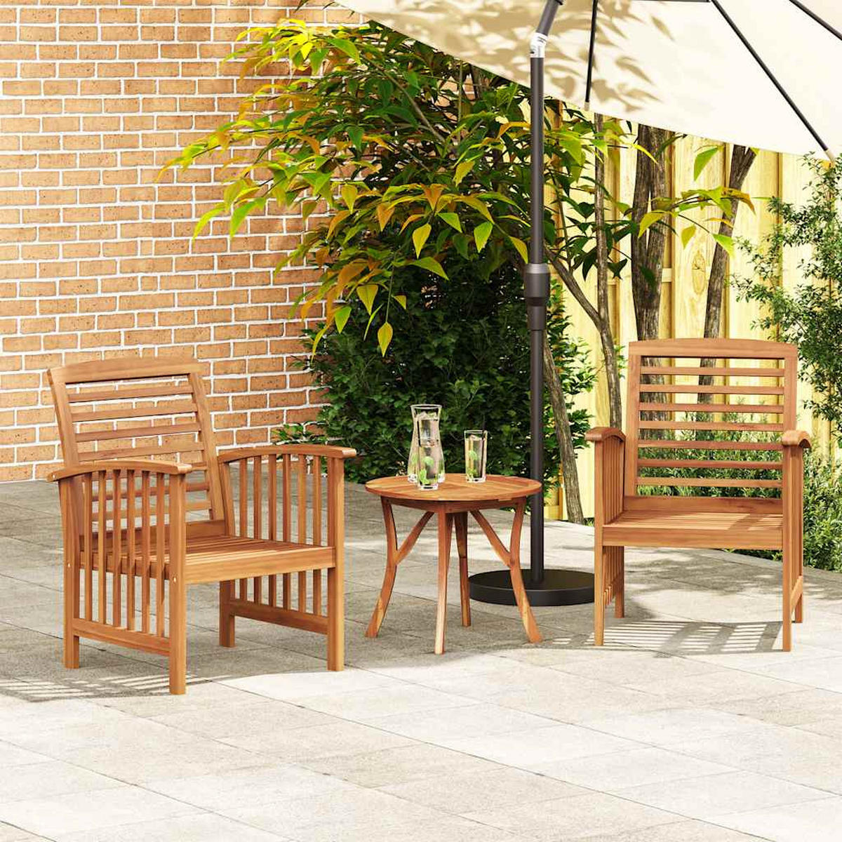 GARTENSTÜHLE 2er Set Massivholz Akazie - Braun, Holz (59/83/67cm) - vidaXL