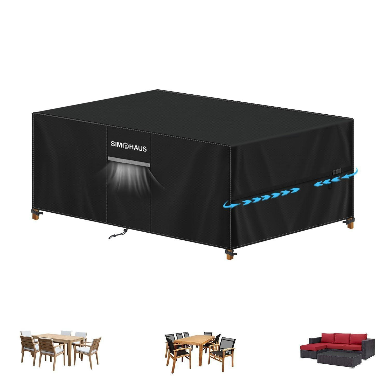 ABDECKUNG Gartenmöbel 160 x 90 x 75 cm Wasserdicht Schwarz - Schwarz, Textil (90/75/160cm)