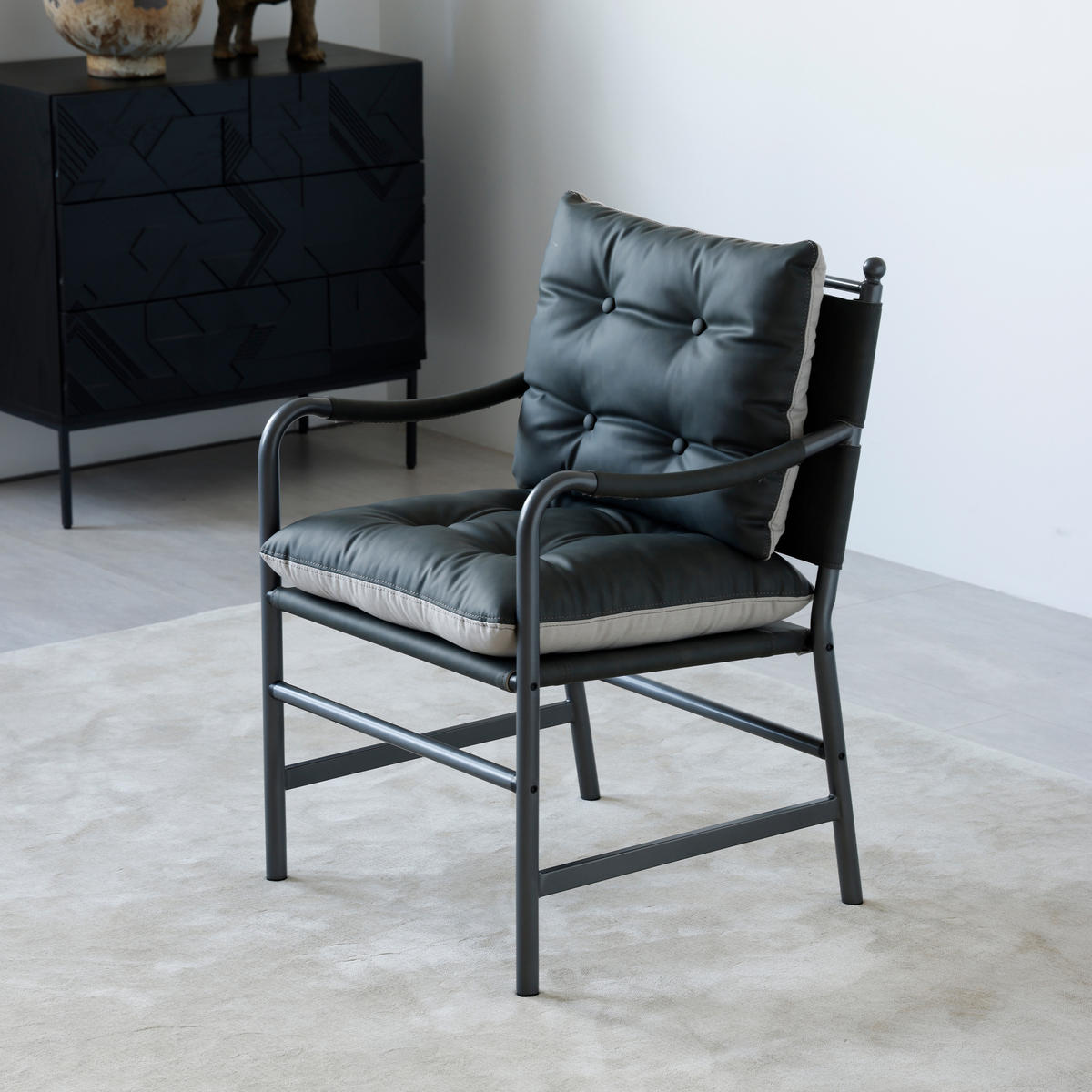 SESSEL PU-Leder mit schwarzem Metallrahmen, DE-42431, Braun - Schwarz, Metall (62/90/60cm) - ComfortXL