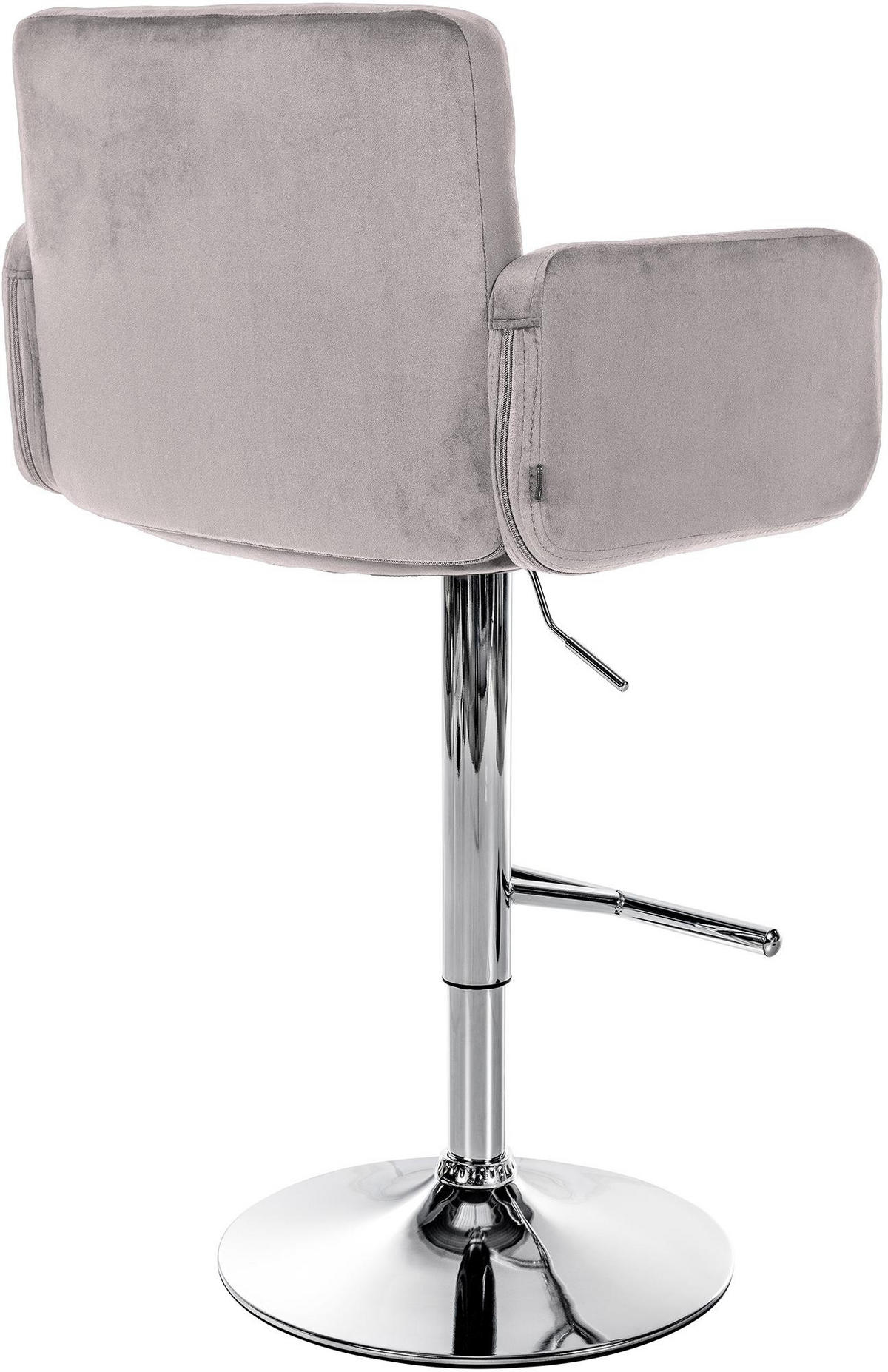 BARHOCKER Samt Grau - Chromfarben/Grau, Textil/Metall (60/93/56cm) - CLP