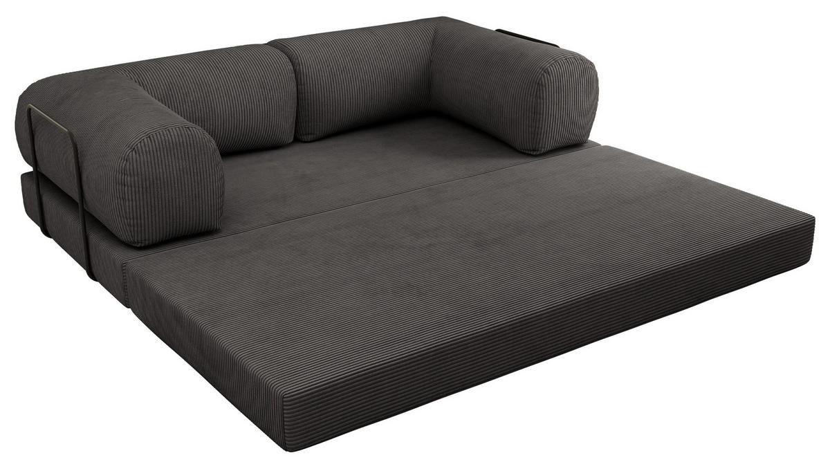 TROJMIESTNA POHOVKA ORSETTO - Tmavosivá Manšester - čierna/tmavosivá, kov/textil (200/70/100cm) - MKS