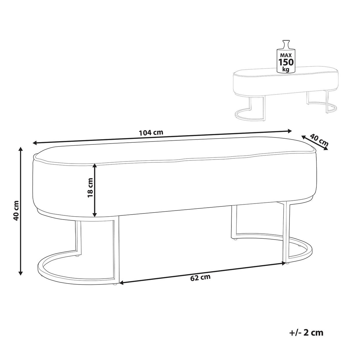 BANK Milry 40/104/40 cm - Beige, Kunststoff/Textil (104/40/40cm) - Beliani