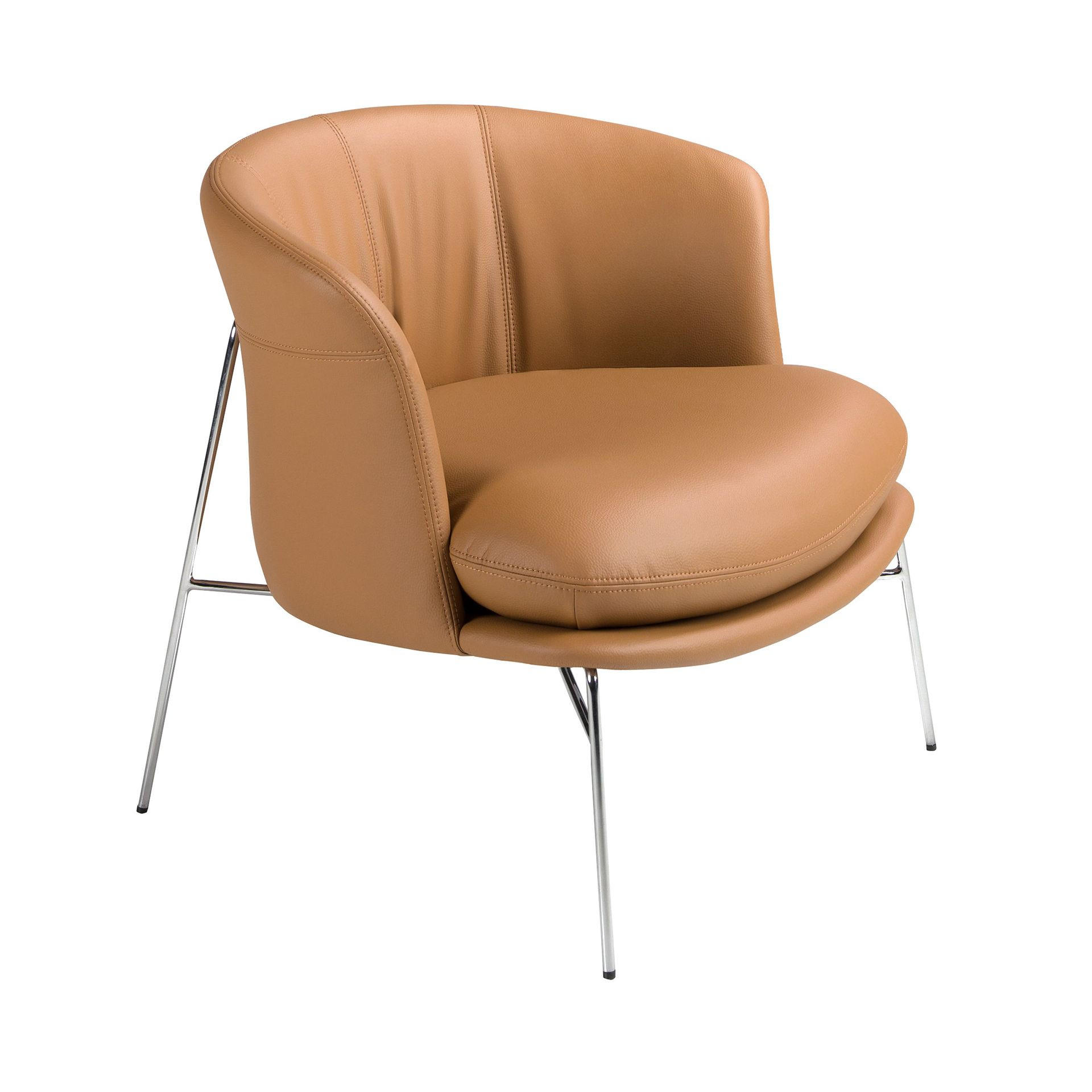 SESSEL aus braunem Kunstleder 76/71/69 cm - Chromfarben/Hellbraun, Leder/Kunststoff (76/69/71cm) - ANGEL CERDA