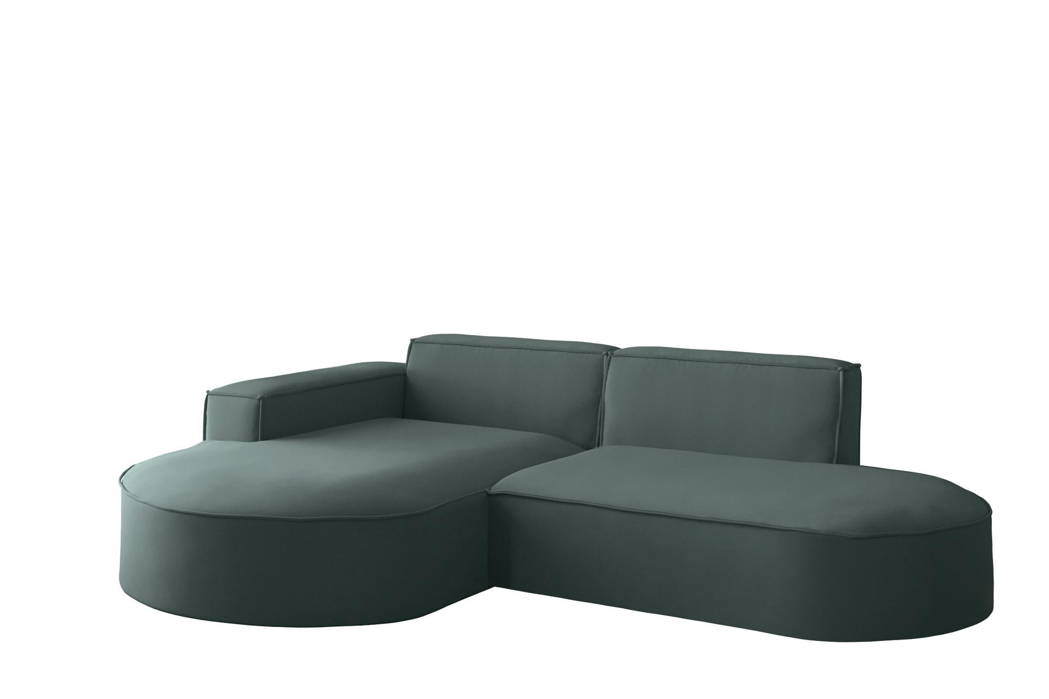 ECKSOFA Palma Xs Ottomane Opera Velvet - Smaragdgrün, Holzwerkstoff/Textil (236/165cm) - Fun Möbel