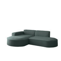 ECKSOFA Palma Xs Ottomane Opera Velvet - Smaragdgrün, Holzwerkstoff/Textil (236/165cm) - Fun Möbel