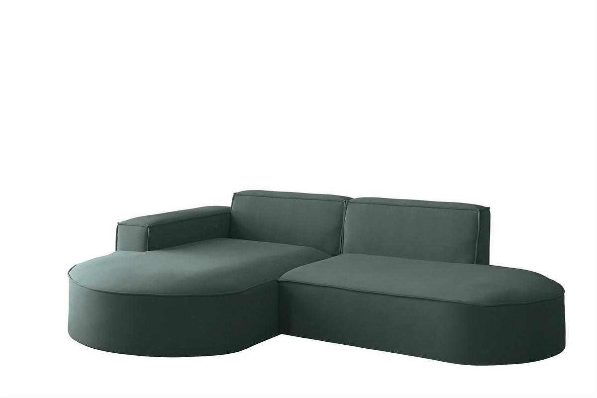 ECKSOFA Palma Xs Ottomane Opera Velvet - Smaragdgrün, Holzwerkstoff/Textil (236/165cm) - Fun Möbel