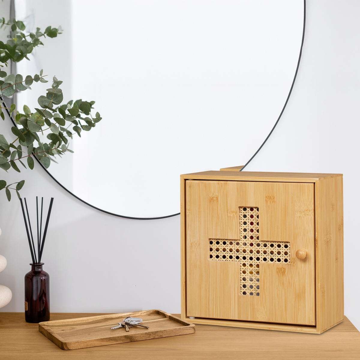MEDIZINSCHRANK - Hellbraun, Holz/Holzwerkstoff (28/28/16cm) - Relaxdays