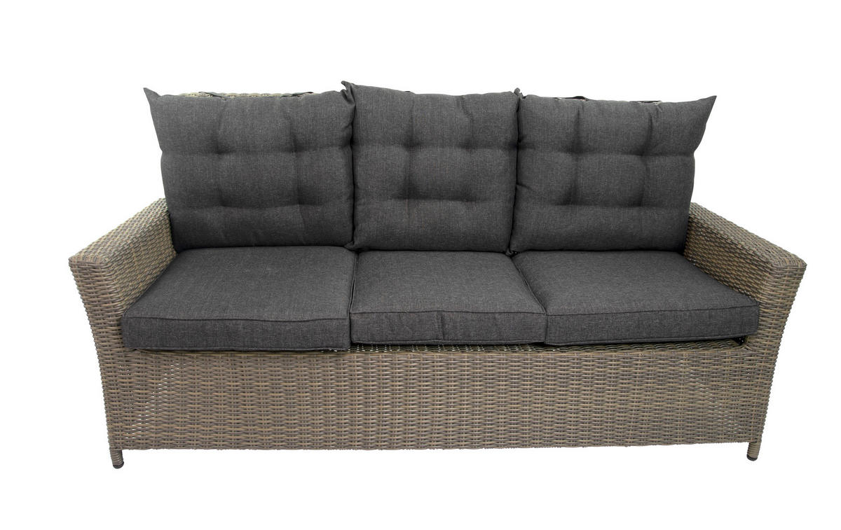 GARTEN-SITZGRUPPE Asti Braun Polyrattan für 7 Personen - Grau, Naturmaterialien - Green Spirit