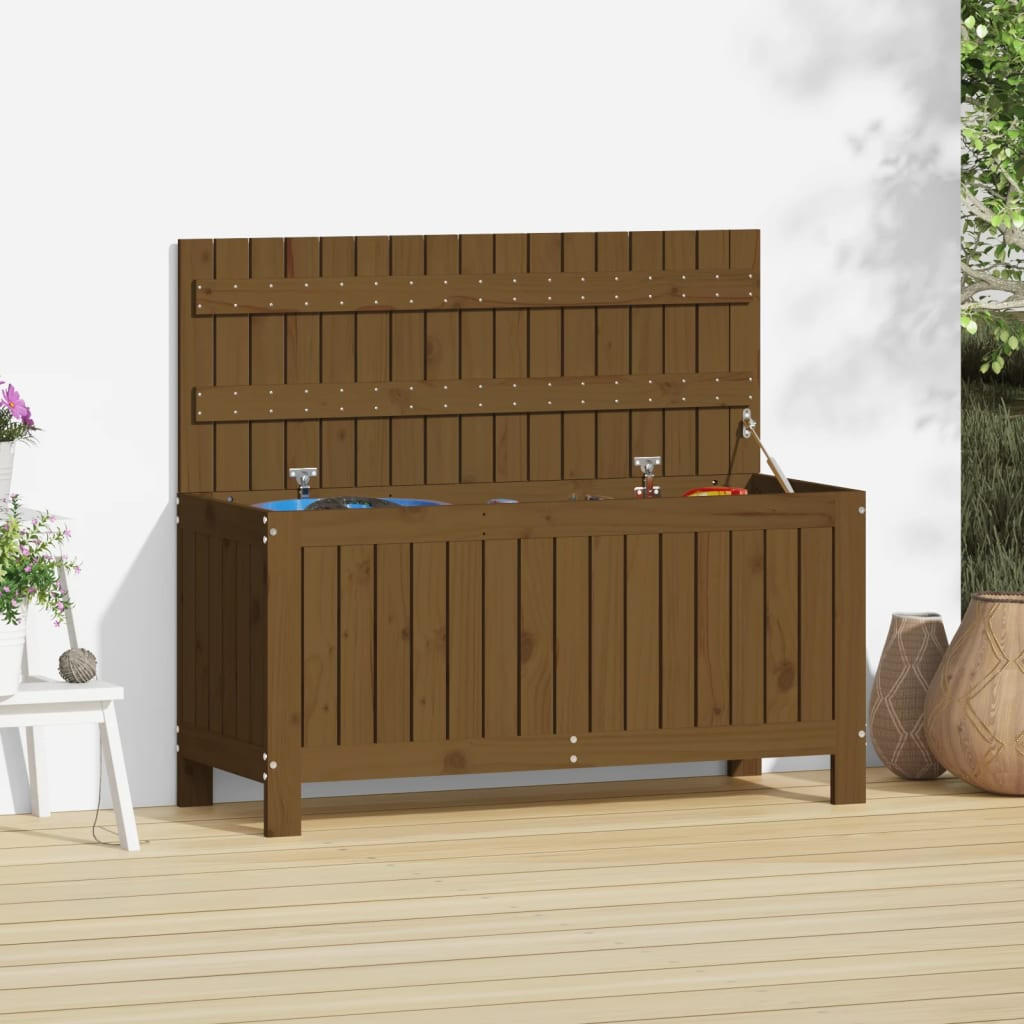 GARTENTRUHE Honigbraun 108x42,5x54 cm Massivholz Kiefer - Braun, Holz (108/54/42.5cm) - furnicato
