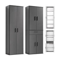 MEHRZWECKSCHRANK SET Der Allzweckwaffe - Anthrazit/Schwarz, Holzwerkstoff (60/180/34cm) - Mokebo