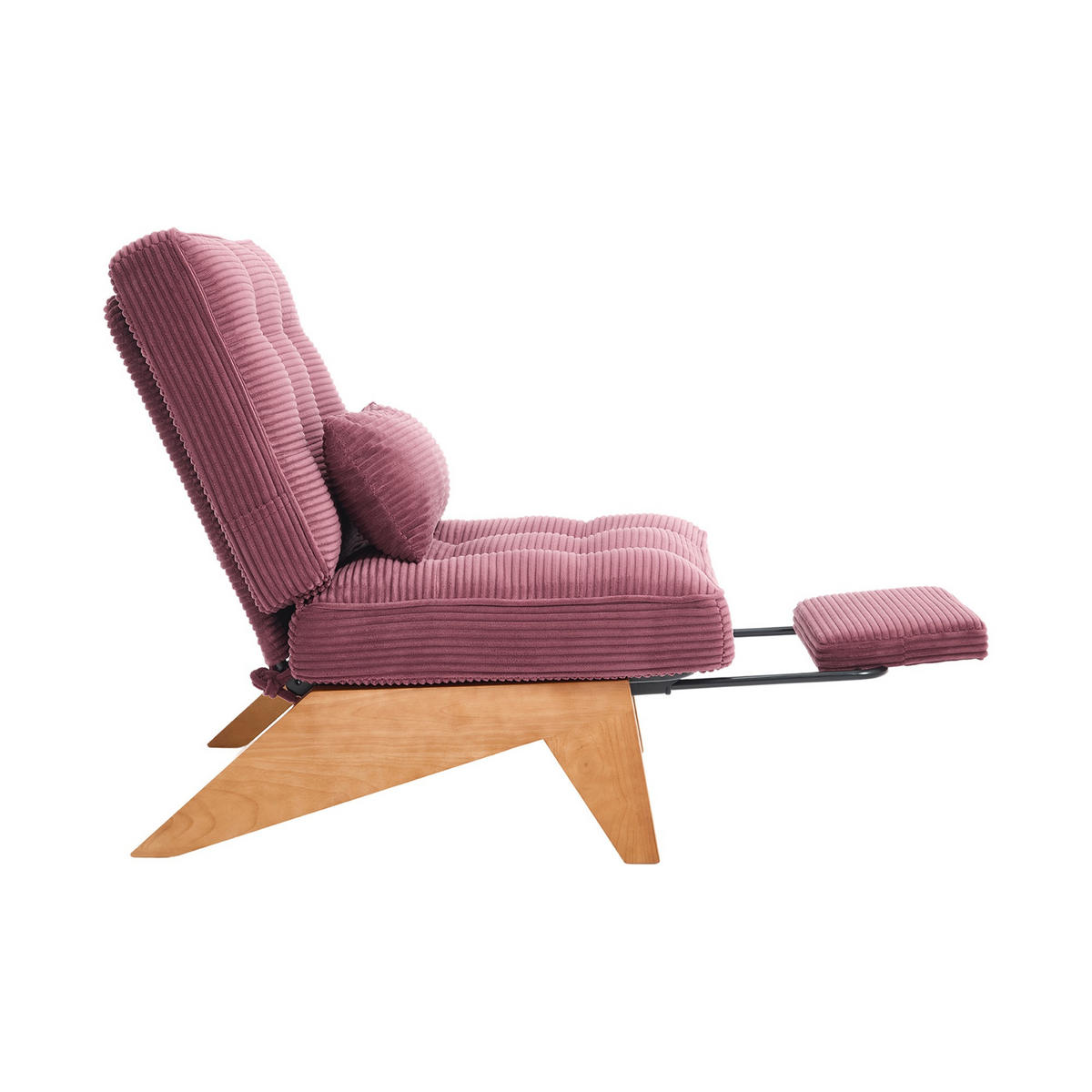 SESSEL Relaxsessel mit Fußstütze & Lendenkissen,verstellbar,Rot - Rot, Holz (73/90/59cm) - LVHOM