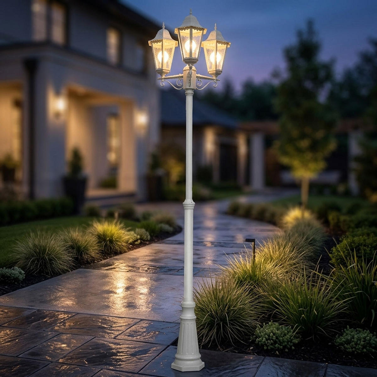LED STEHLEUCHTE Aluminium Weiß für Außen - Weiß, Metall (58/55/220cm)