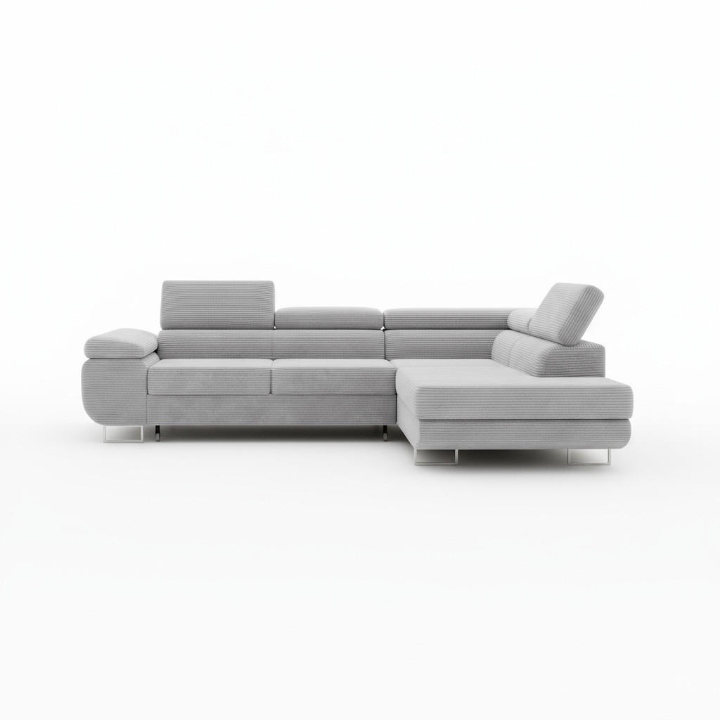 ECKSOFA ASTORP, Sofa aus Cord Grau - Poso 55 - Silberfarben/Grau, Textil/Metall (277/203cm) - Moderno Meble