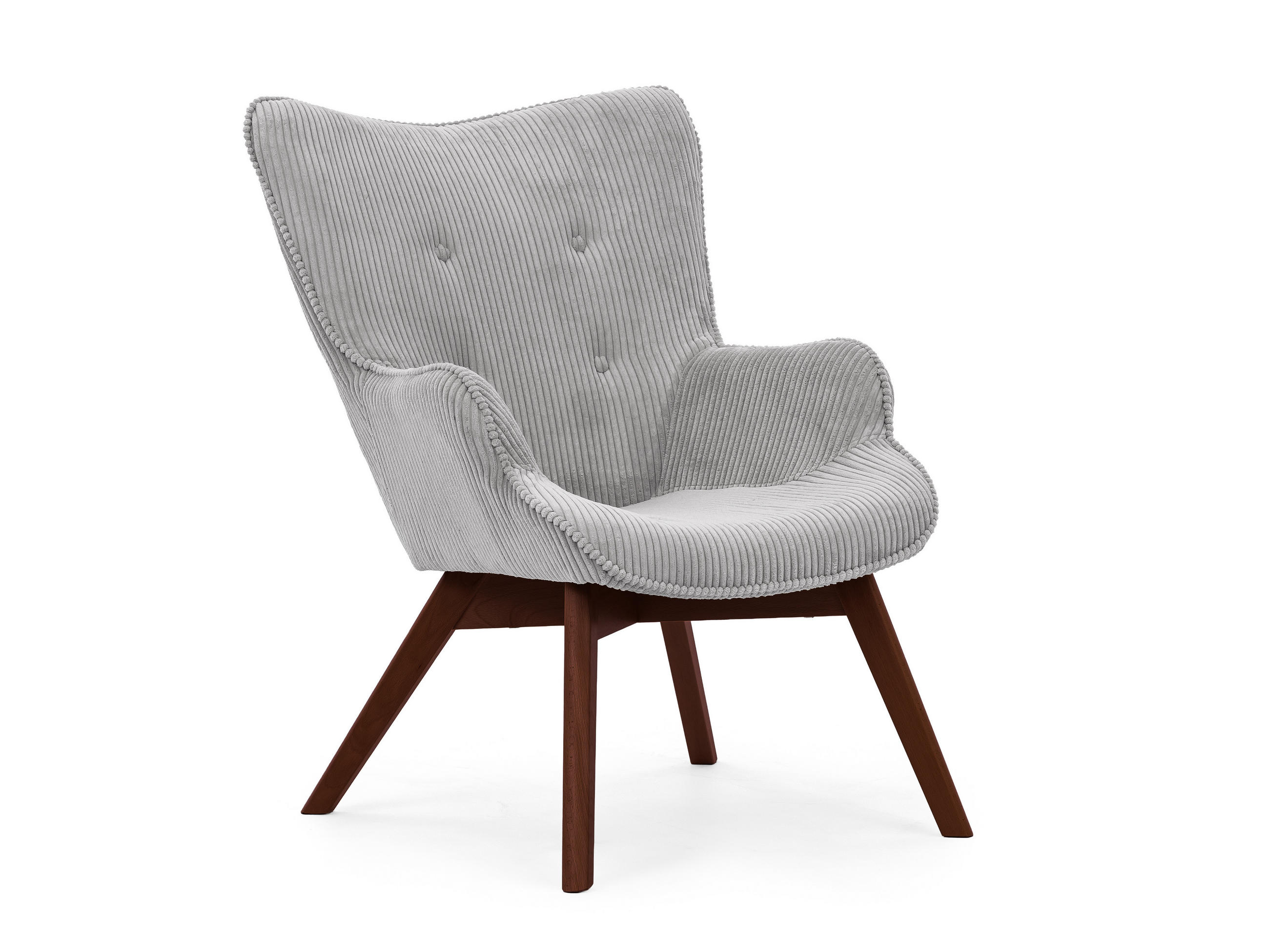 LOUNGESESSEL Lenari Hellgrau Cordstoff mit Füßen in Braun - Hellgrau/Braun, Holz/Textil (71/96/86cm) - S-Style Möbel