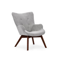 LOUNGESESSEL Lenari Hellgrau Cordstoff mit Füßen in Braun - Hellgrau/Braun, Holz/Textil (71/96/86cm) - S-Style Möbel