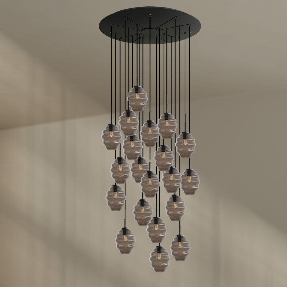 GALERIELEUCHTE Echos 20-flammig Rauch Ø 18cm - Anthrazit/Schwarz, Glas (18/18/20cm) - s.luce