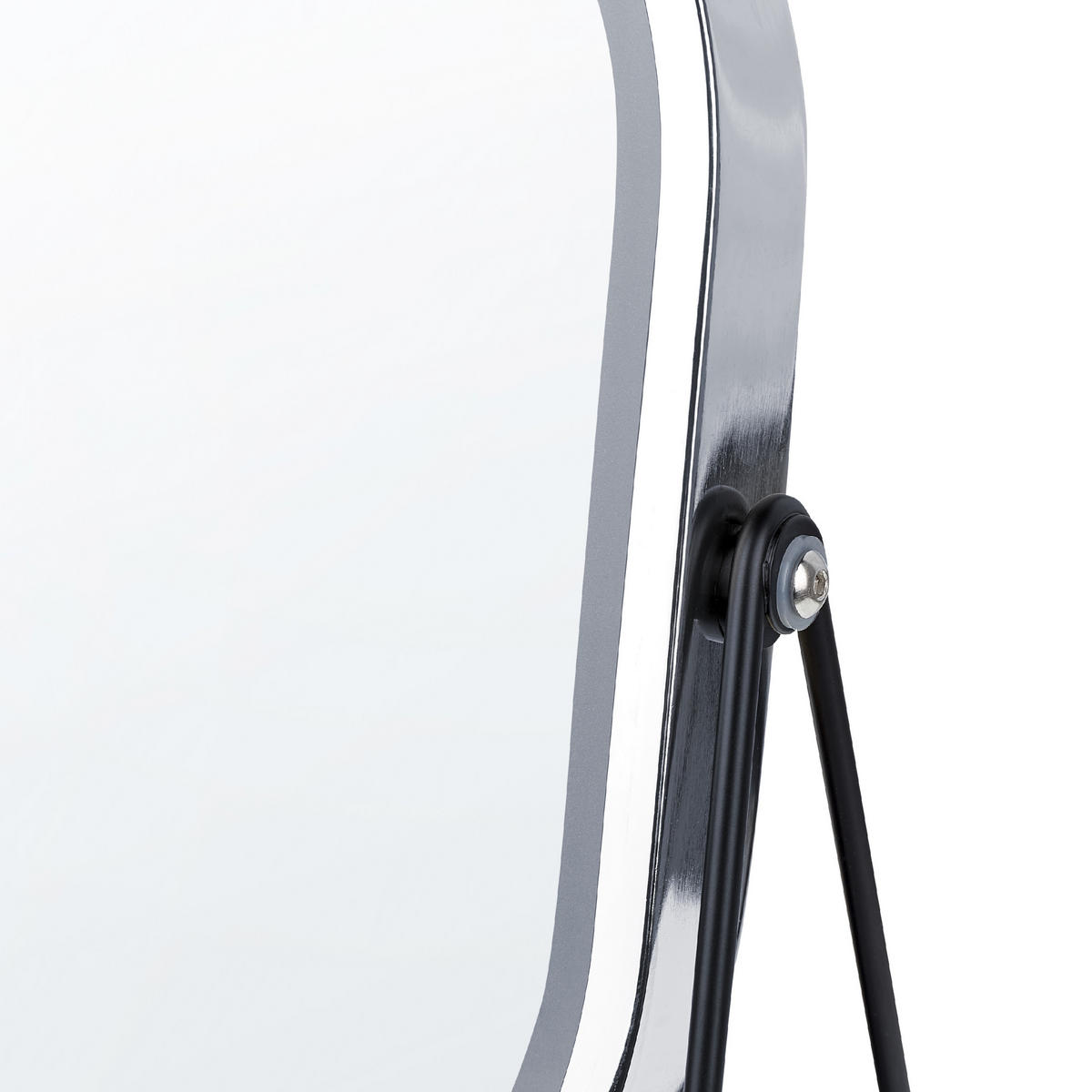 KOSMETIKSPIEGEL silber mit LED-Beleuchtung 20/22 cm Dordogne - Silberfarben/Schwarz, Metall (13/32/24cm) - Beliani