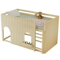 HOCHBETT Natur 90/200 cm mit LED und Leiter ohne Matratze - Naturfarben, Holz (90/200cm) - MIVRAY
