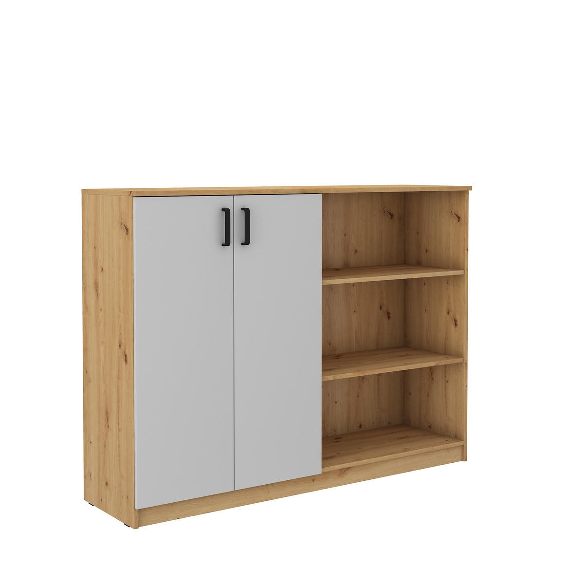 SIDEBOARD MALTESA 160/117/44 cm mit 2 Türen Eiche Artisan - Eiche Artisan/Grau, Holzwerkstoff (160/117/44cm) - MASSENO
