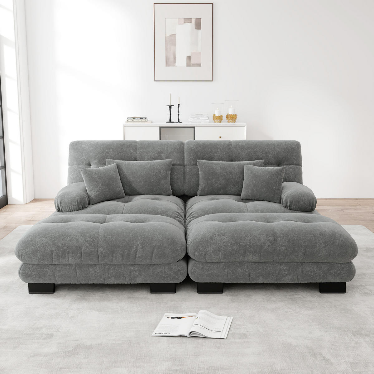 SOFA 2-Sitzer 220/145/81 cm Grau - Grau, Textil (145/81/220cm)