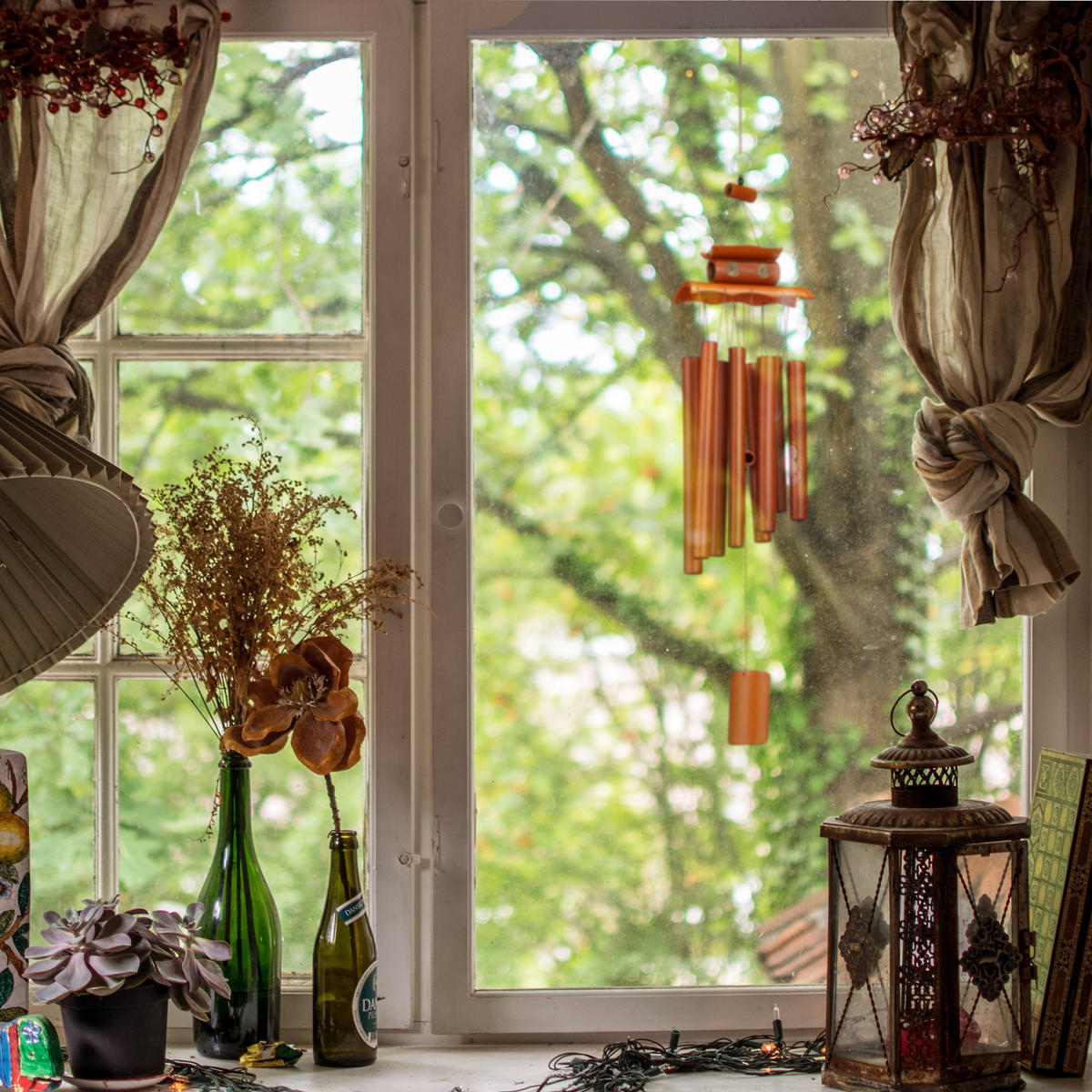 WINDSPIEL - Braun, Holz (6/14/60cm) - Relaxdays