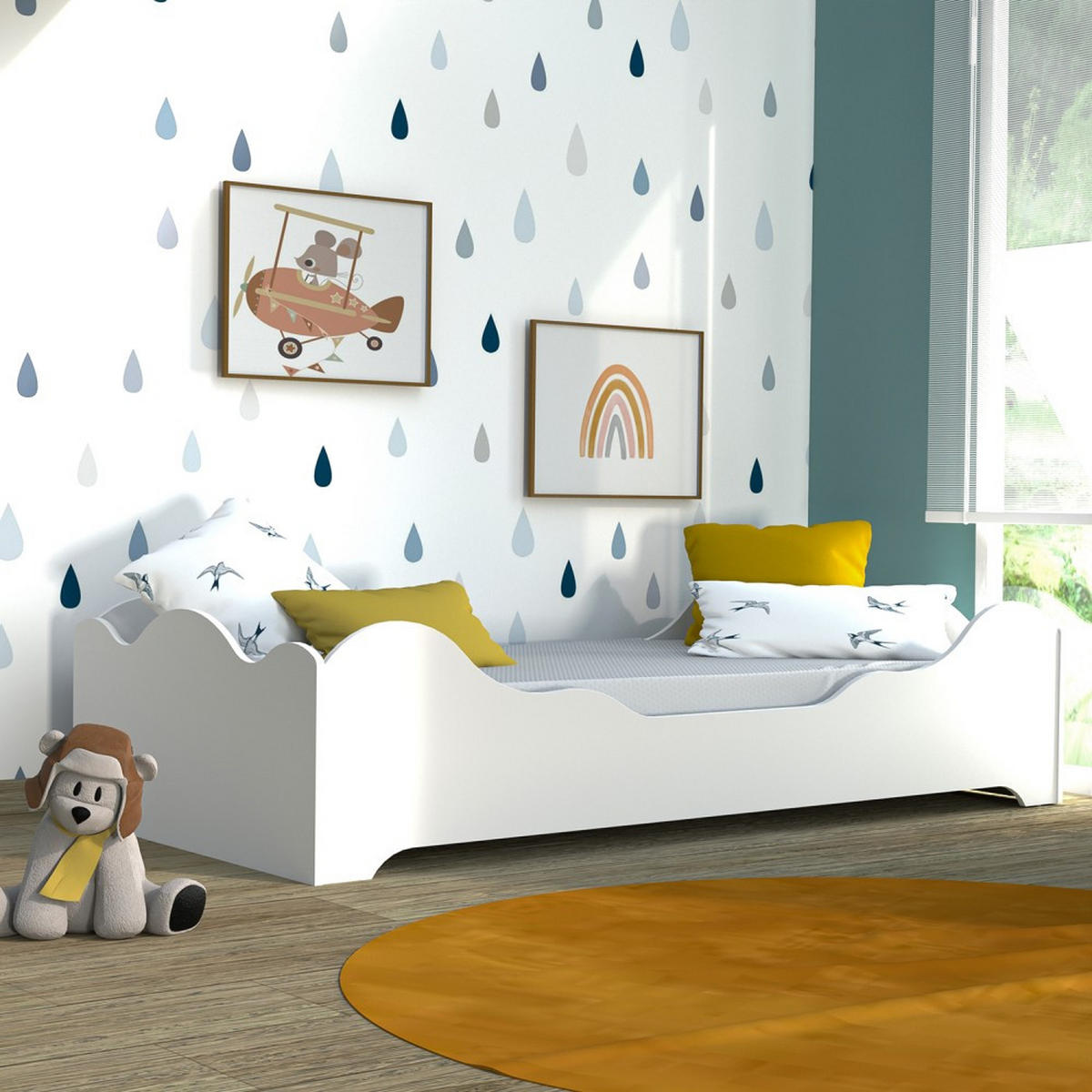 KINDERBETT FLOCON mit Lattenrost/ Bett 90x190 - Weiß - Weiß, Holzwerkstoff (90/190cm) - Weber Industries