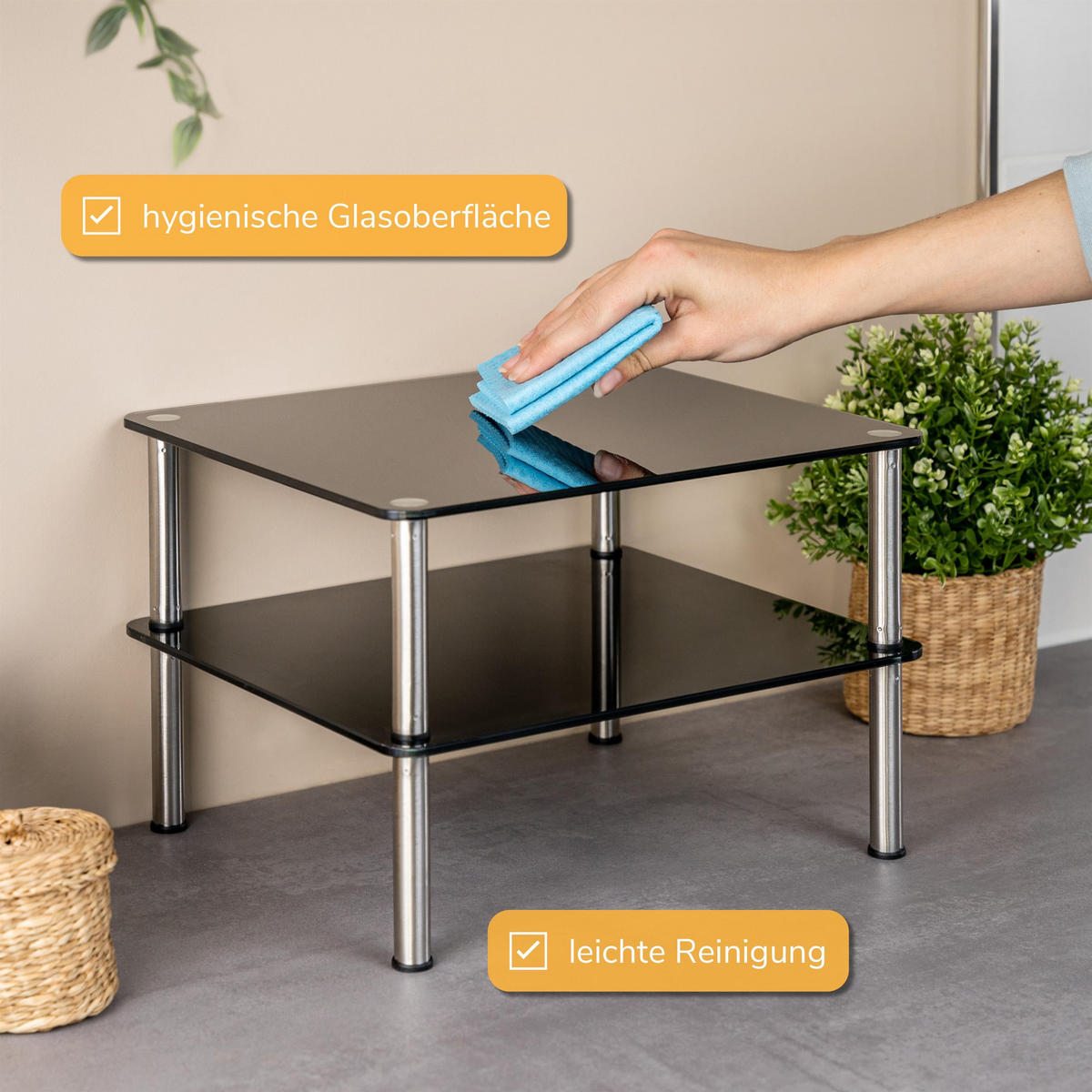 GLAS-KÜCHENREGAL schwarz - Schwarz, Glas (32/21/28cm) - bremermann