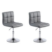DREHSTUHL 2er Set Lederlook grau - Chromfarben/Grau, Textil/Metall (44/74/49cm) - CLP