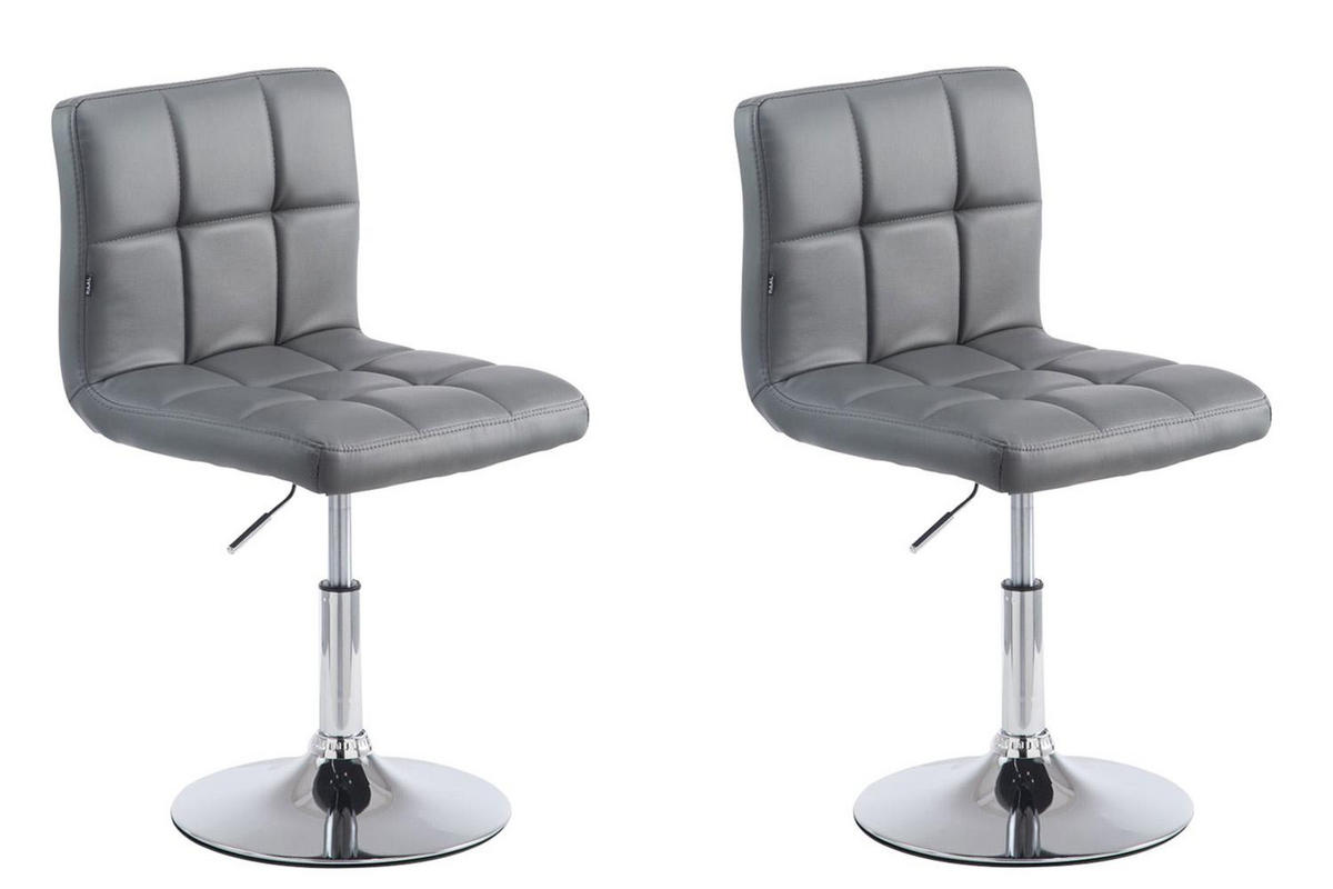 DREHSTUHL 2er Set Lederlook grau - Chromfarben/Grau, Textil/Metall (44/74/49cm) - CLP