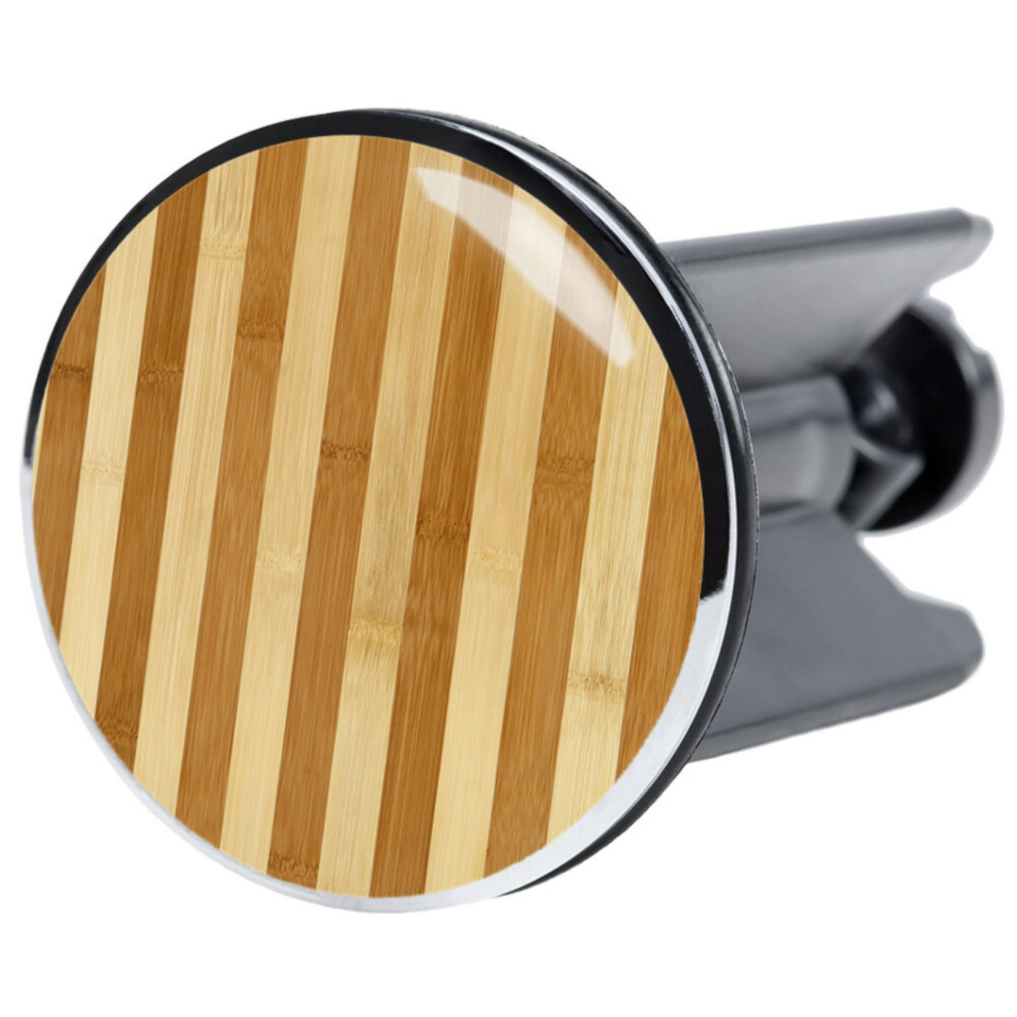 WASCHBECKENSTÖPSEL Bambus gestreift - Braun, Kunststoff/Metall (4/7/7cm) - Sanilo